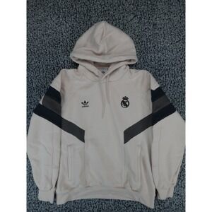 Adidas Real Madrid Originals Hoodie Mens M Beige Trefoil Pullover Sweatshirt